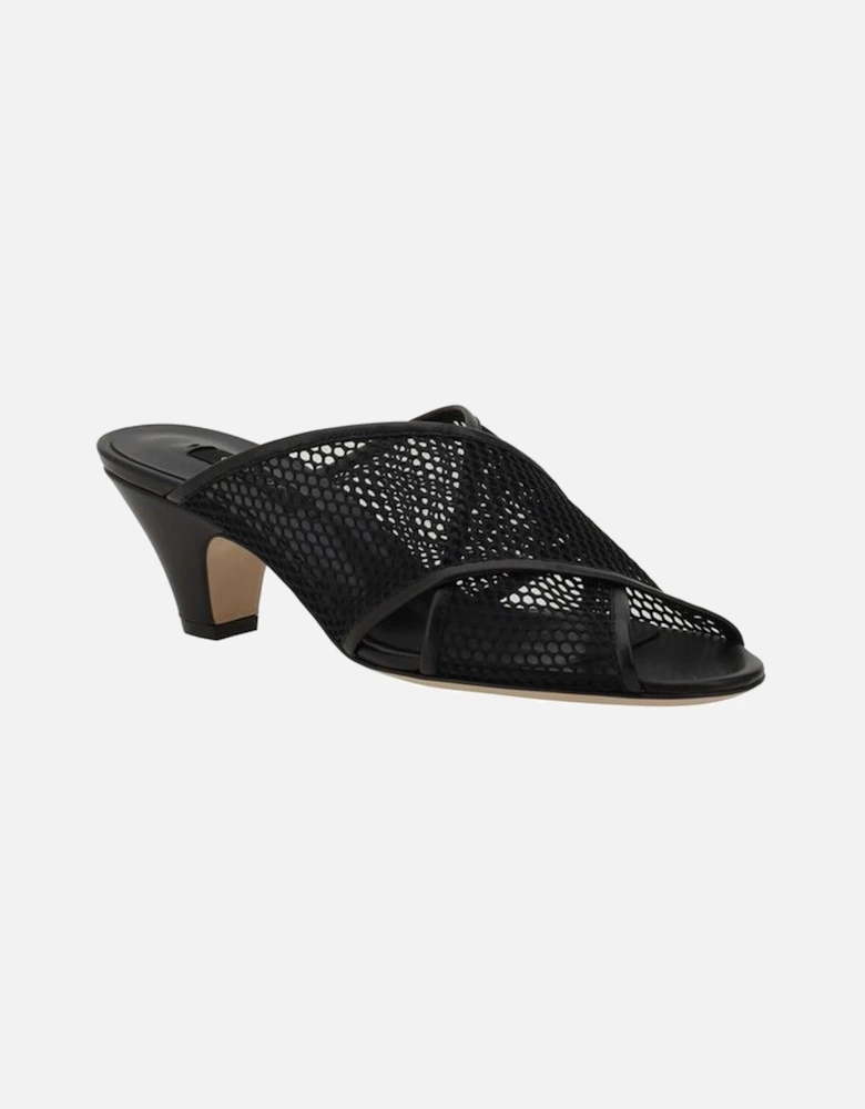 Mesh Sandals with Perforated Crossover Bands Women - Black