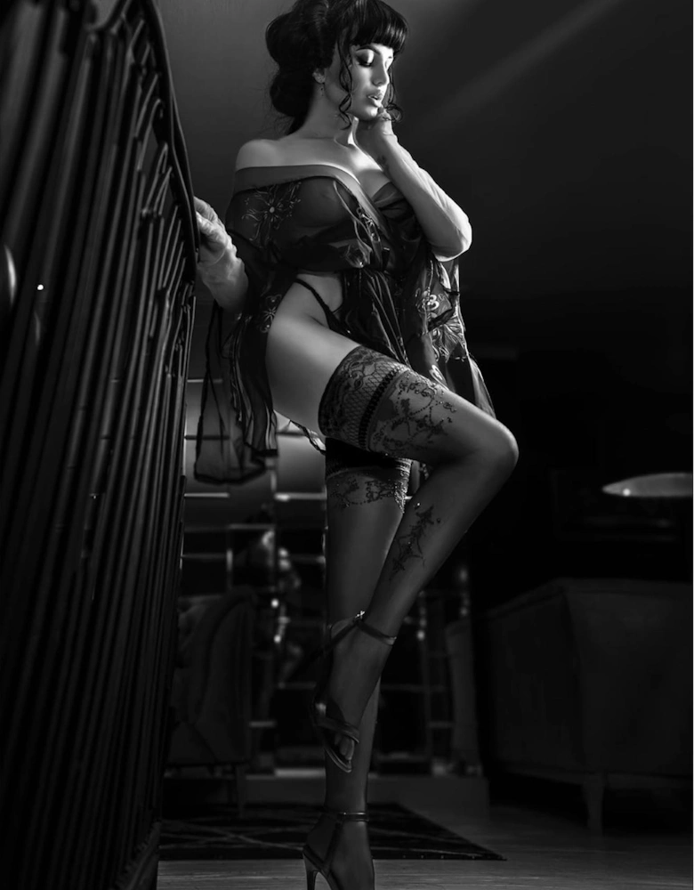 Sheer hosiery Lace by Women - Bordeaux Hold Ups