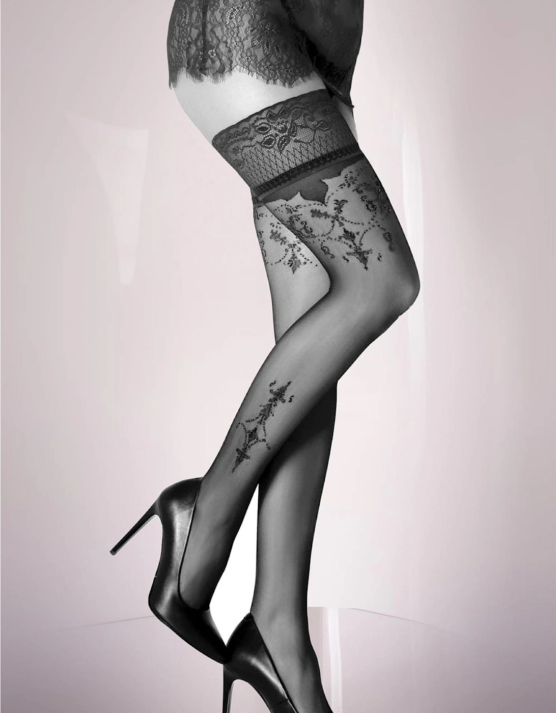 Sheer hosiery Lace by Women - Bordeaux Hold Ups