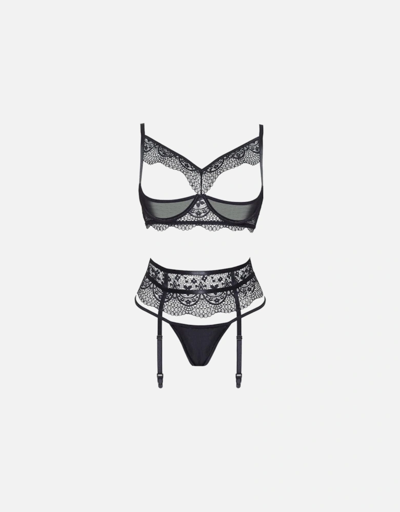 Lingerie Set Underwired Open cup by Women - Black Lingerie Sets