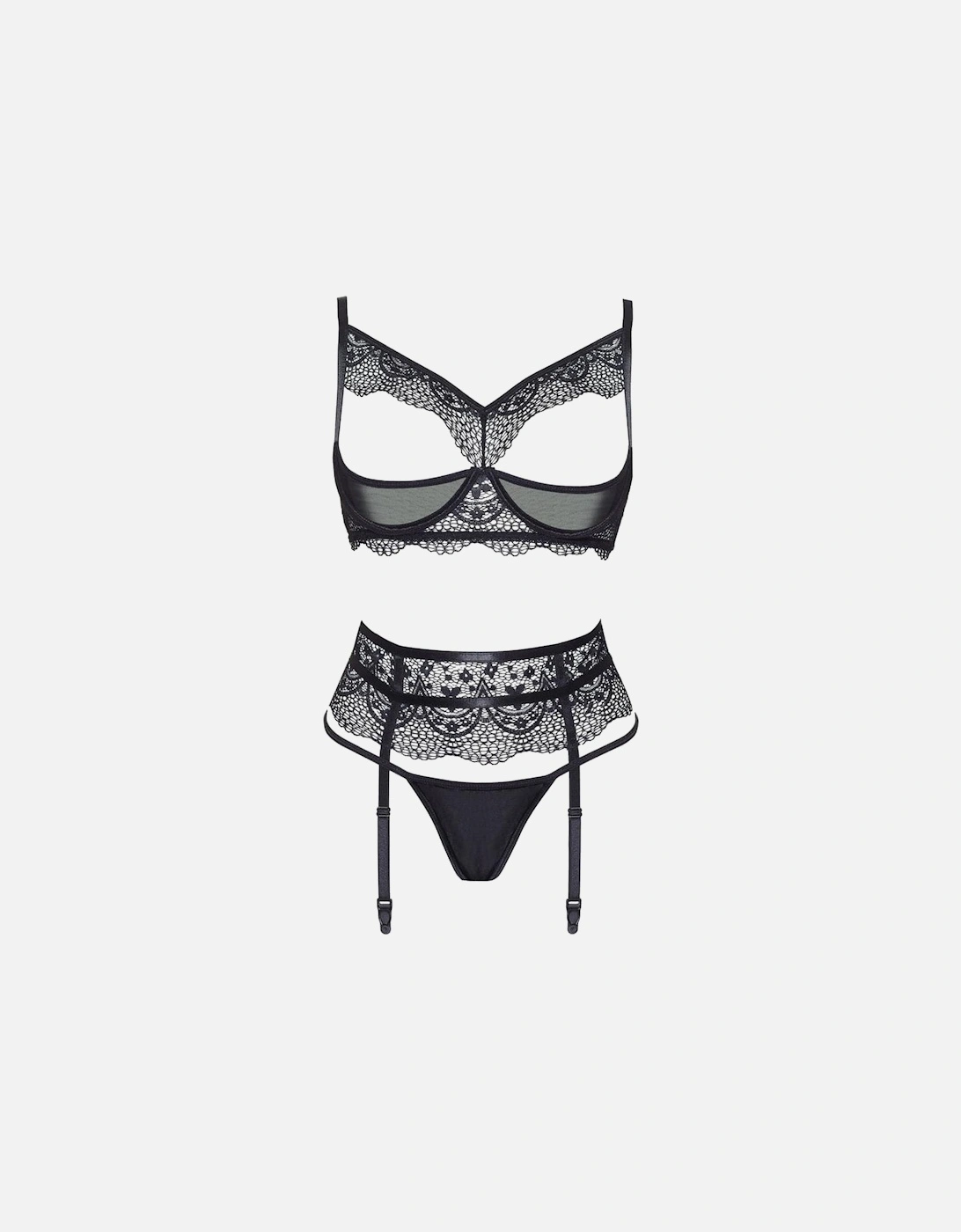 Lingerie Set Underwired Open cup by Women - Black Lingerie Sets