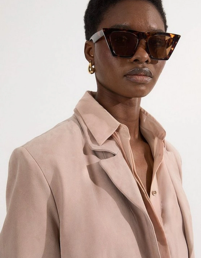 Suede Tailored Single Breasted Blazer