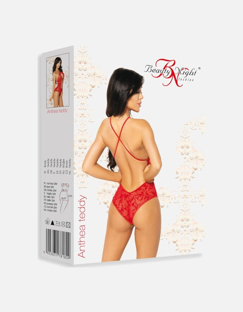 Seductive Teddy Halter by Women - Red Teddies