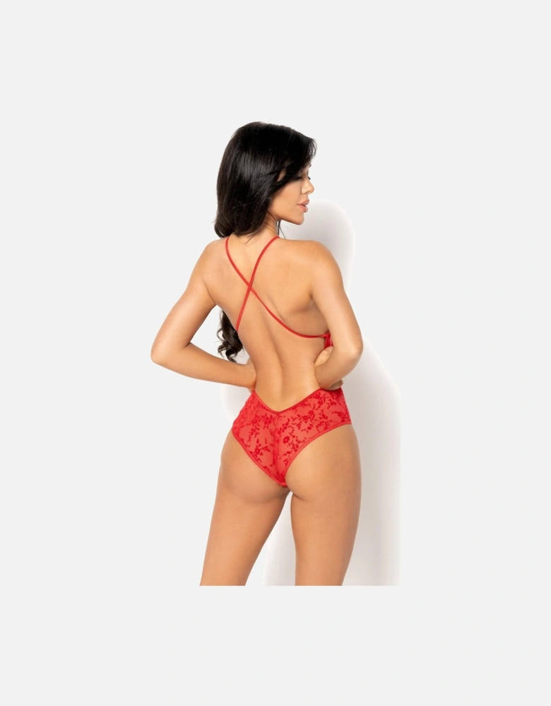 Seductive Teddy Halter by Women - Red Teddies