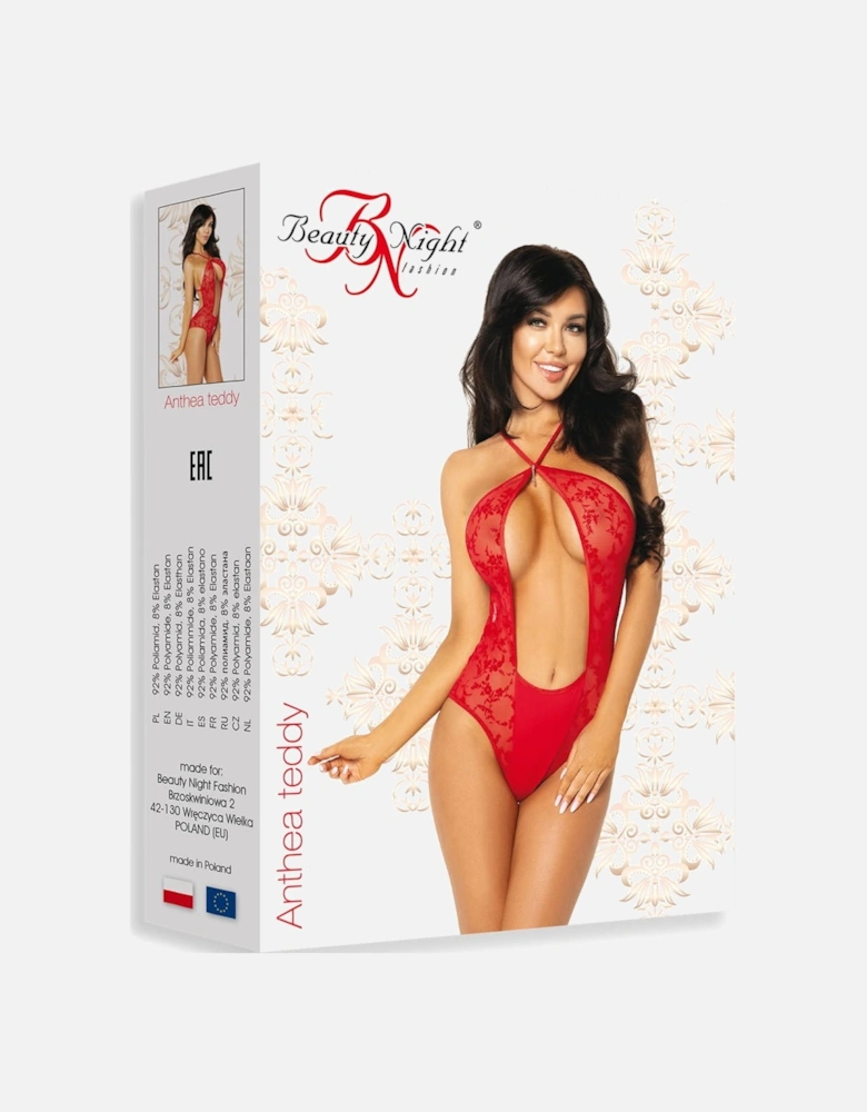 Seductive Teddy Halter by Women - Red Teddies