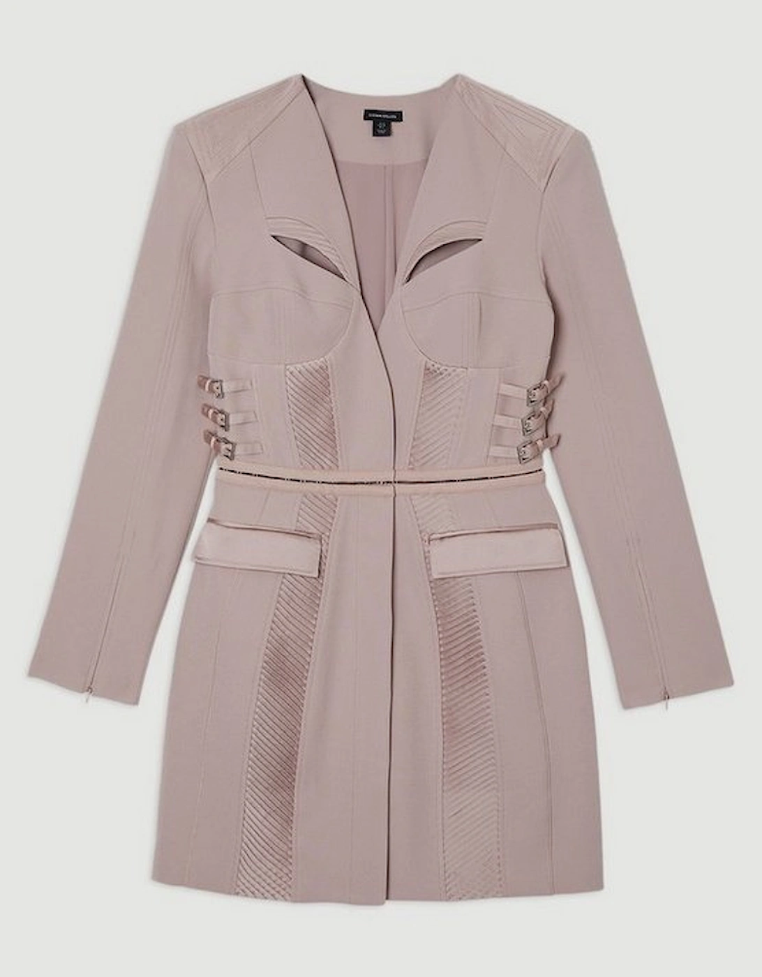 Archive Collection - Tailored Satin Pintuck Structured Detachable Blazer Mini Dress