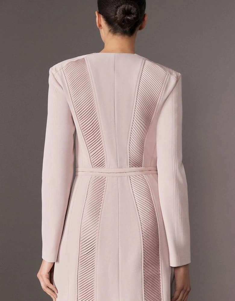 Archive Collection - Tailored Satin Pintuck Structured Detachable Blazer Mini Dress
