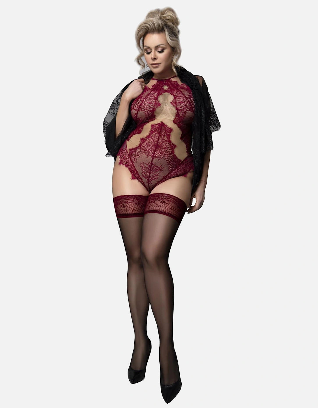 Sheer hosiery by Women - Blackgranata Hold Ups