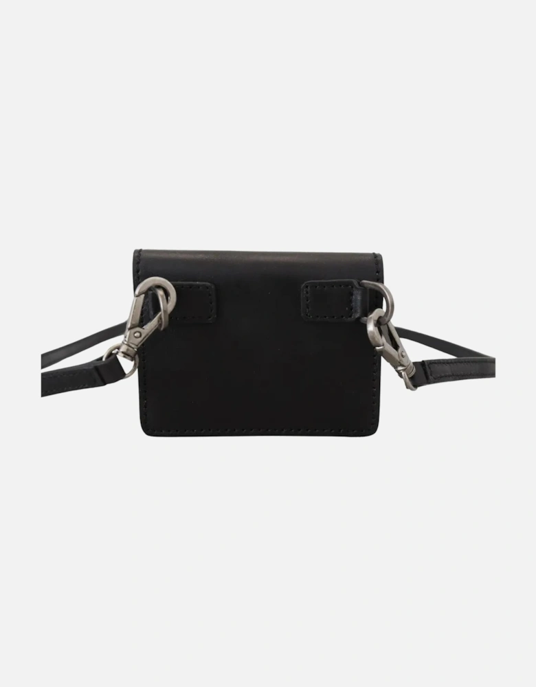 Leather Wallet with Silver Detailing and Snap Button Women - Black