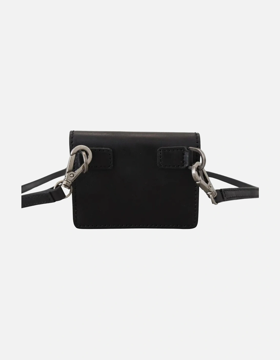 Leather Wallet with Silver Detailing and Snap Button Women - Black