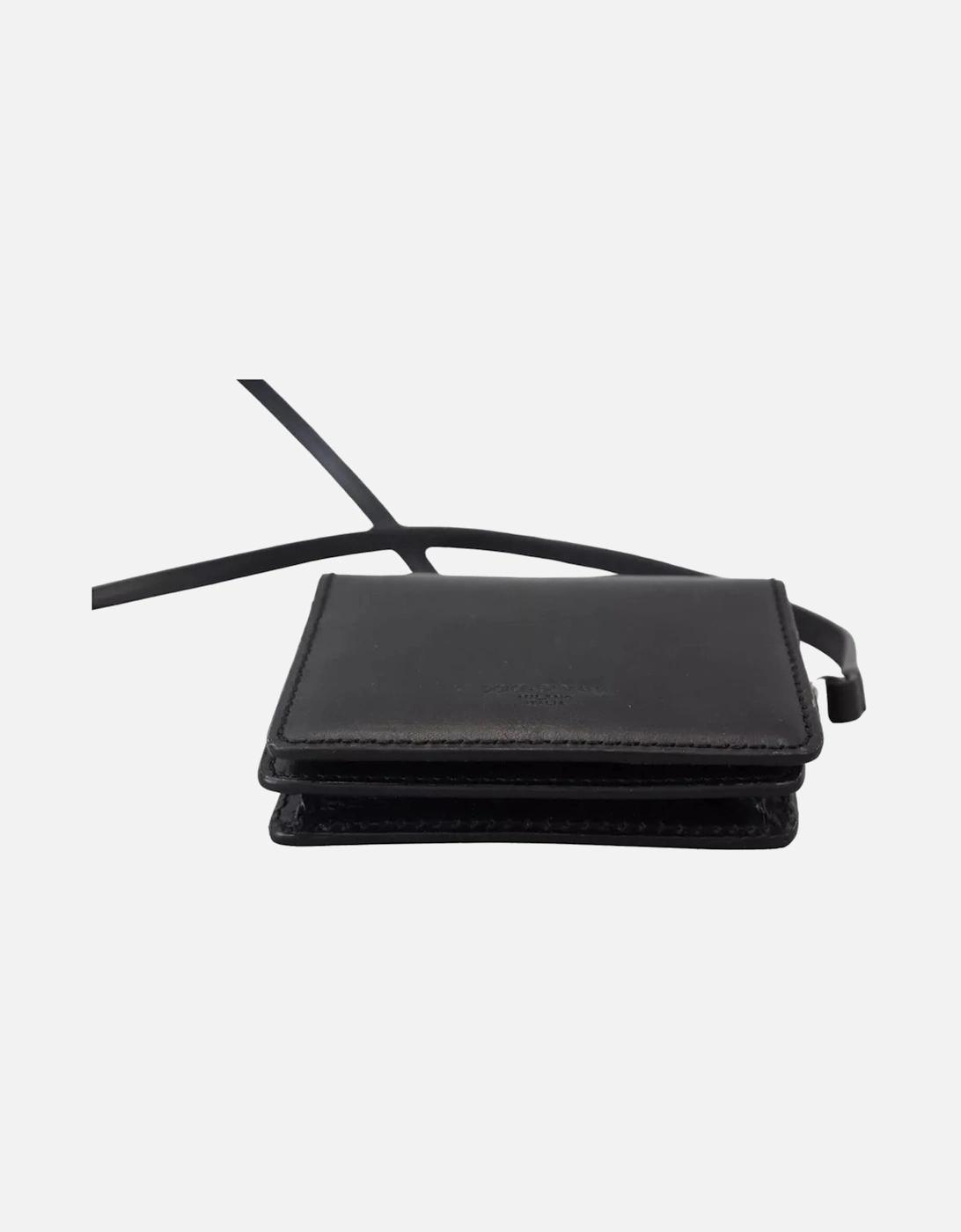 Leather Wallet with Silver Detailing and Snap Button Women - Black