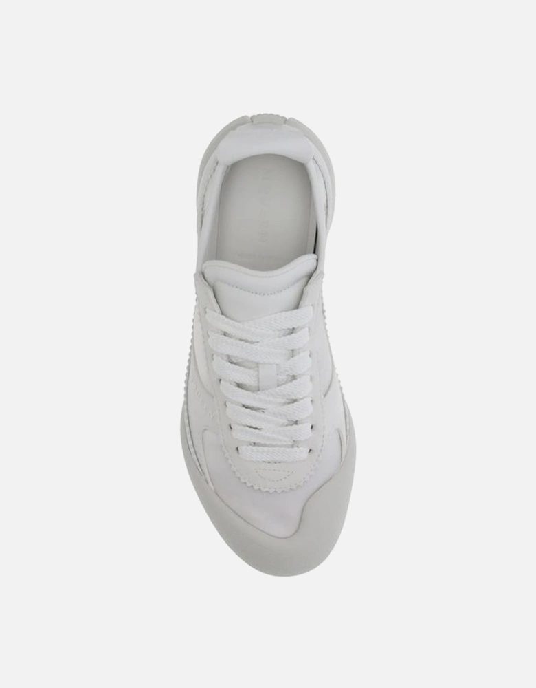 Canvas and Suede Rubberized Logo Sneakers Women - White