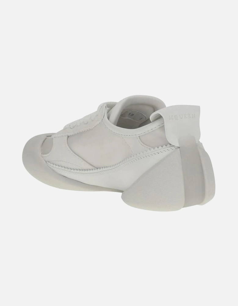 Canvas and Suede Rubberized Logo Sneakers Women - White