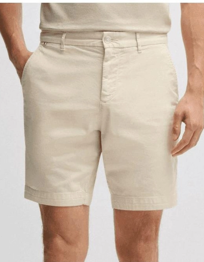 H-Slice Cotton Slim Fit Beige Shorts
