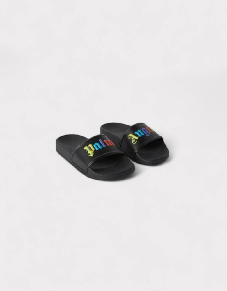 Girls Colours Logo Pool Slide Black