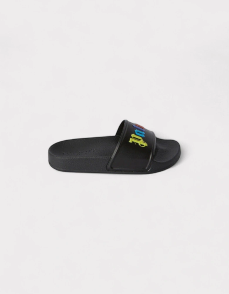 Girls Colours Logo Pool Slide Black