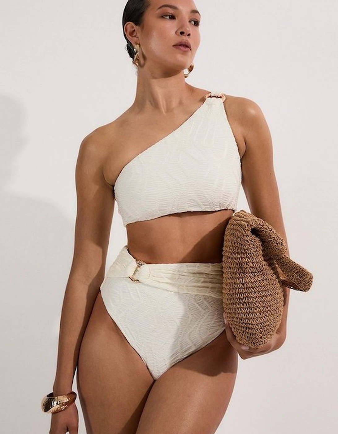 Textured One Shoulder Cut Out Bikini Top, 4 of 3