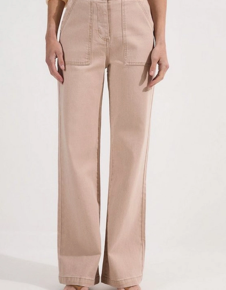 Coloured Denim Wide Leg Jean
