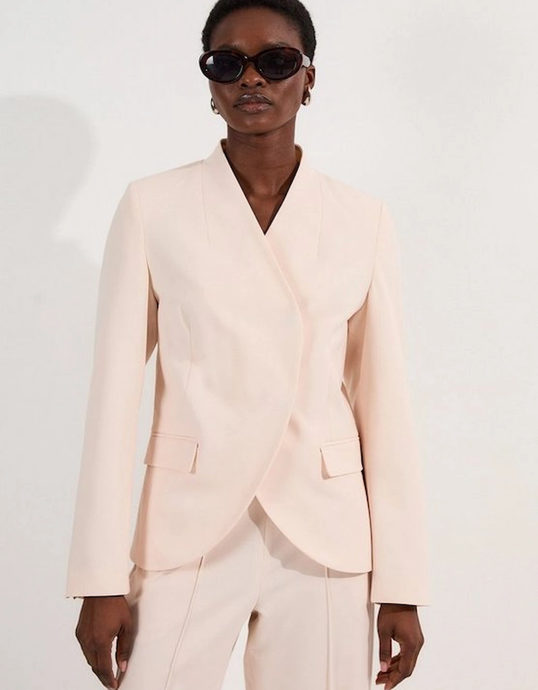 Petite Compact Stretch Asymmetric Single Breasted Tailored Blazer, 4 of 3