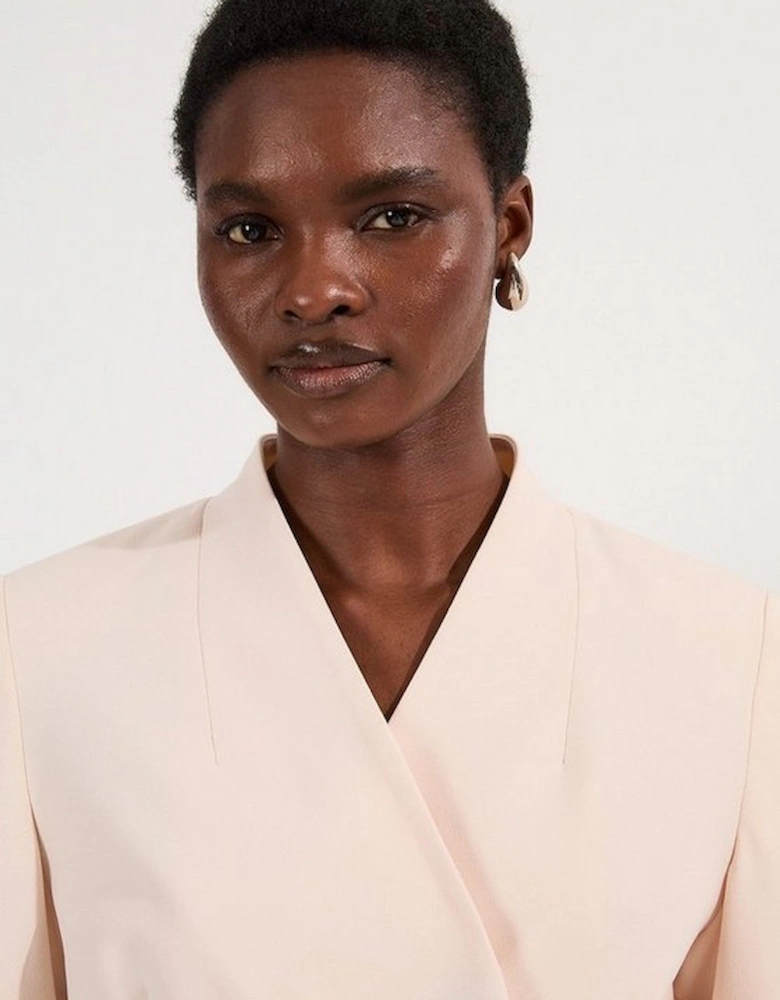Petite Compact Stretch Asymmetric Single Breasted Tailored Blazer