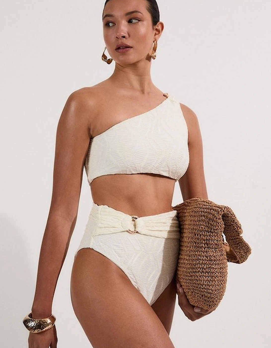Textured Gold Trim Bikini Bottoms, 4 of 3