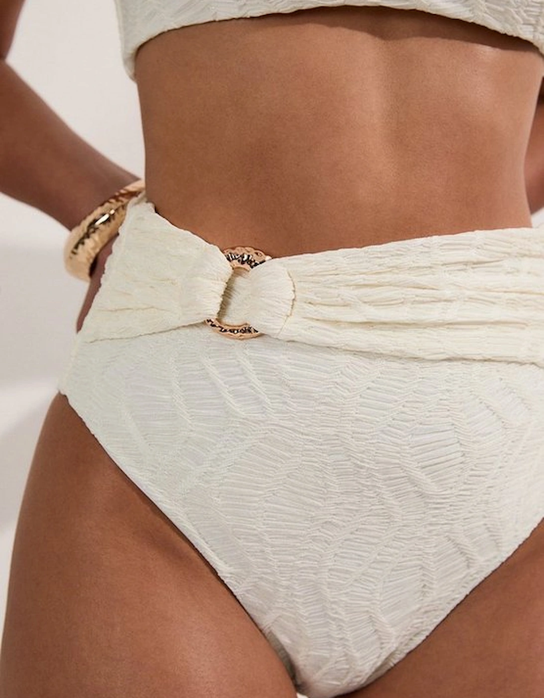 Textured Gold Trim Bikini Bottoms