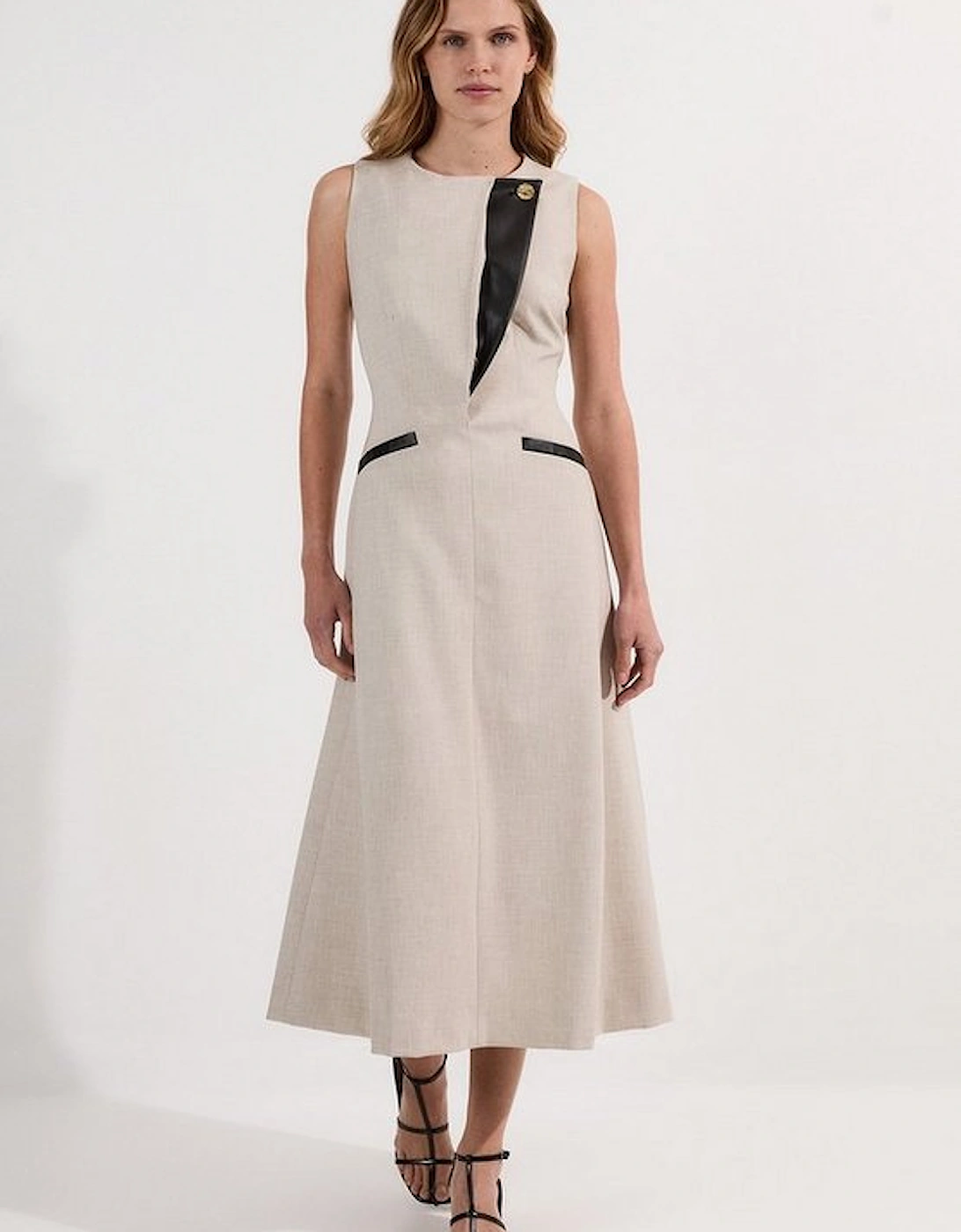 Tailored Marl Contrast Tipped Full Skirted Maxi Dress, 4 of 3