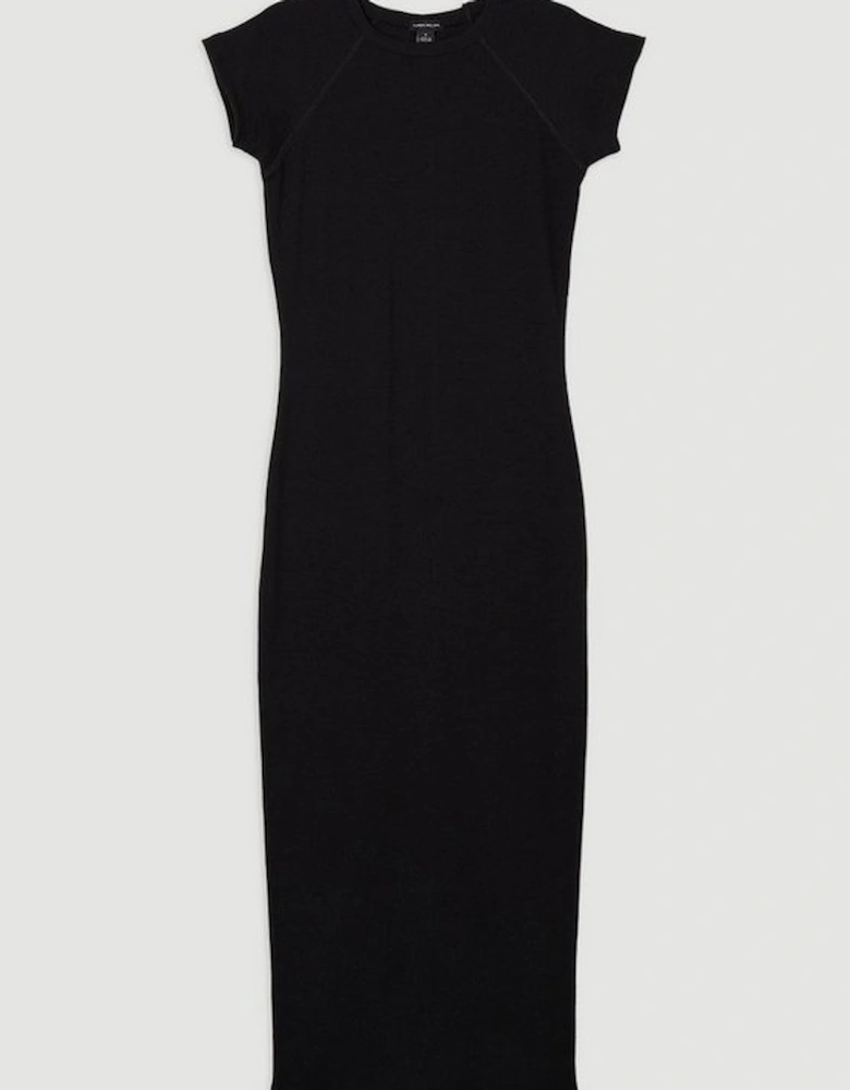 Petite Compact Jersey Rib Cap Sleeve Maxi Dress