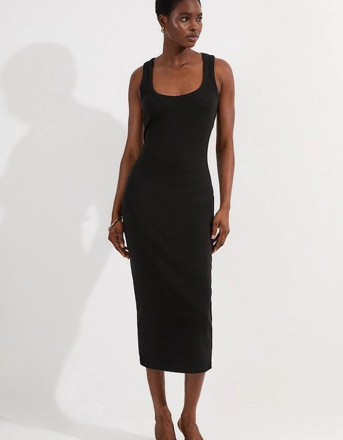 Petite Compact Jersey Rib Racer Maxi Dress, 5 of 4