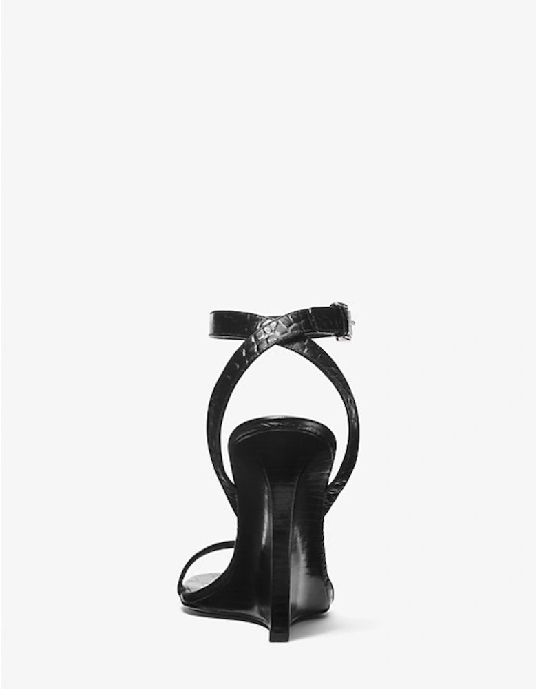 Claudia Crocodile Embossed Leather Wedge Sandal