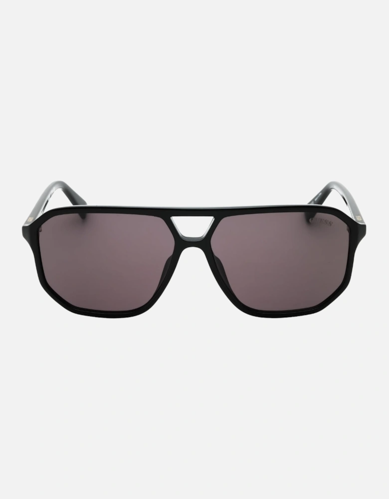 Shiny Black Framed Smoke Lensed Sunglasses
