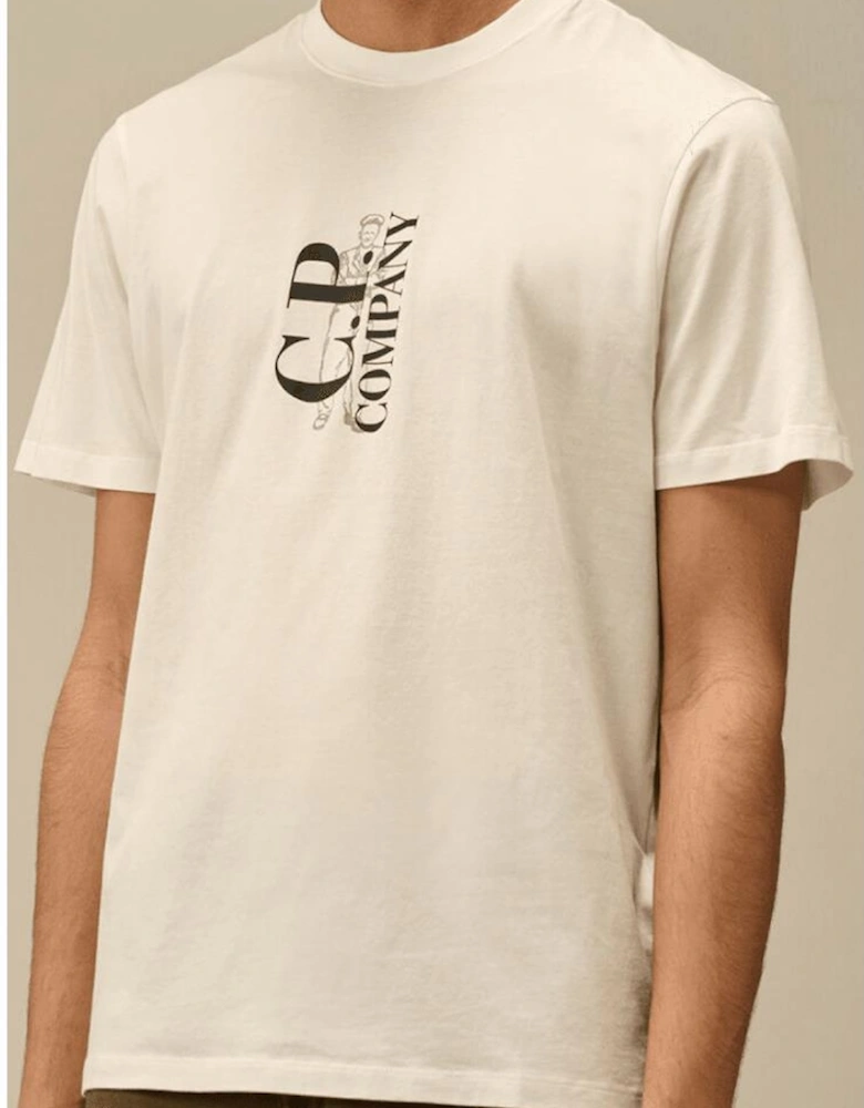 30/1 Vertical Logo Gauze White T-Shirt