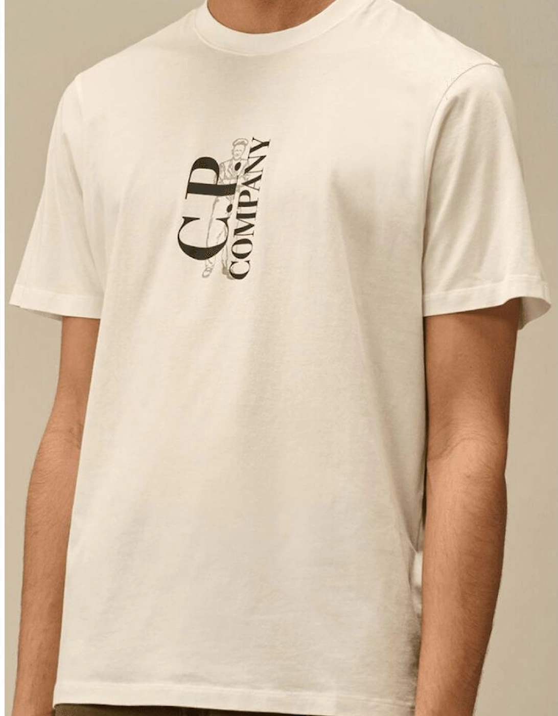 30/1 Vertical Logo Gauze White T-Shirt