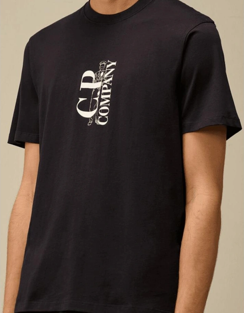 30/1 Vertical Logo Navy T-Shirt