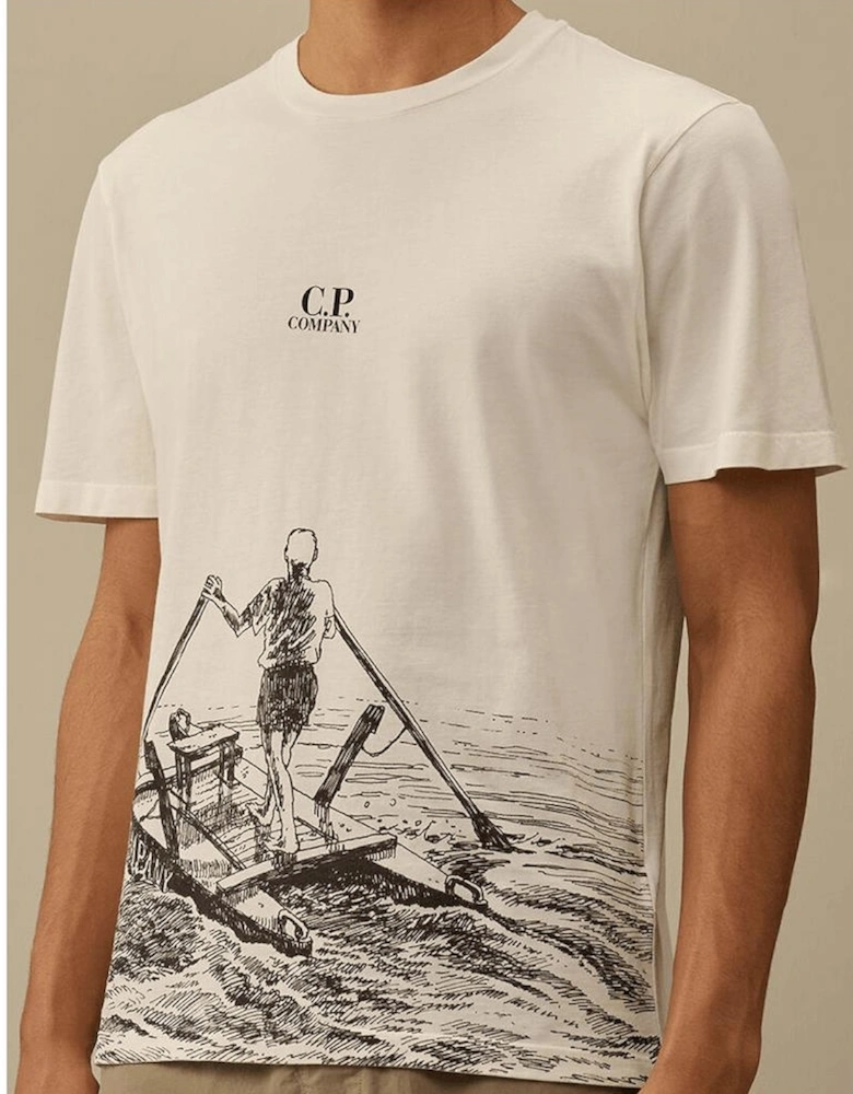24/1 Man in the Sea Graphic Gauze White T-Shirt