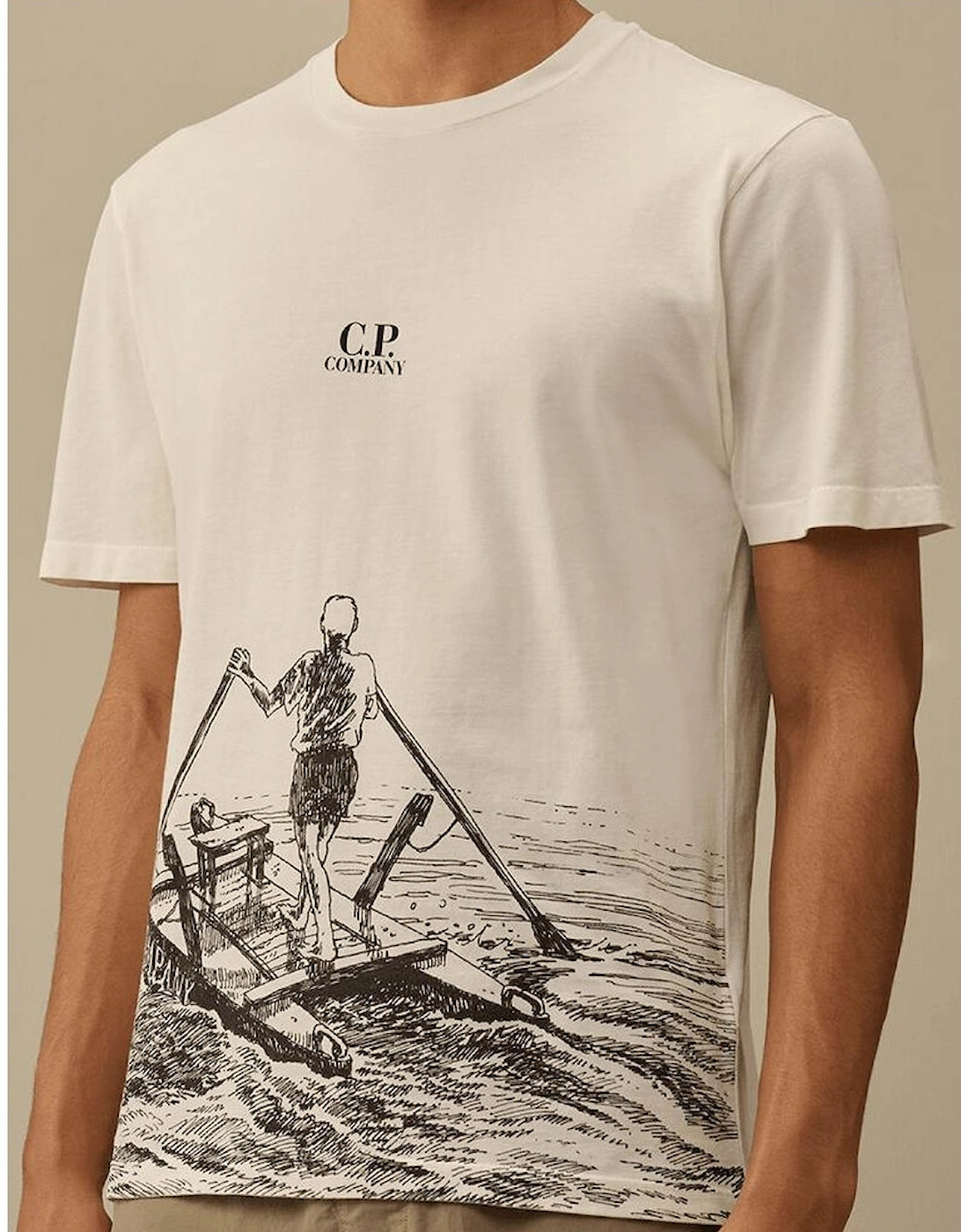 24/1 Man in the Sea Graphic Gauze White T-Shirt