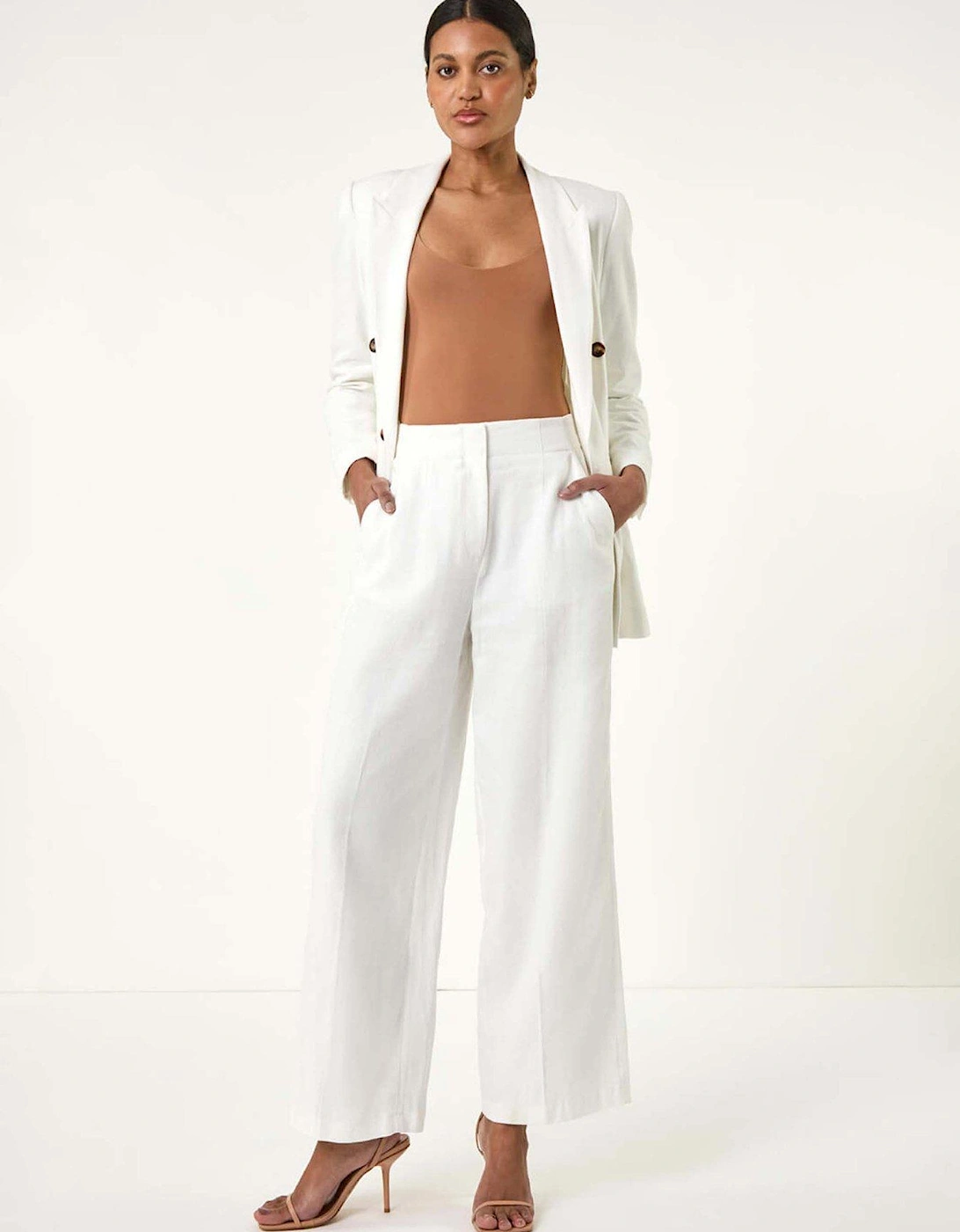 Smart Twill Wide Leg Pocket Trouser - White, 2 of 1