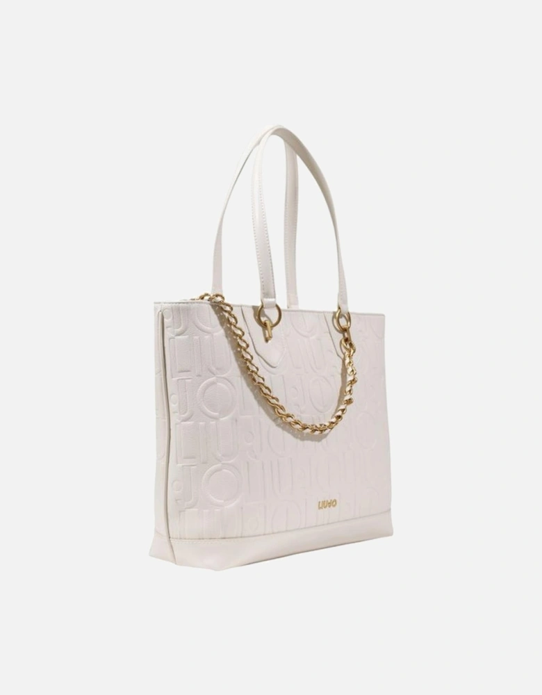 Structured Polyurethane Large Tote Bag Women - Cream Handbags