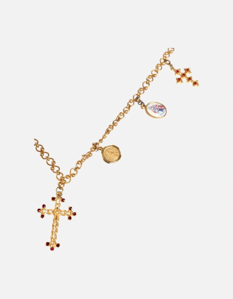 Gold Tone Brass Chain with Cross Pendant Women Necklaces