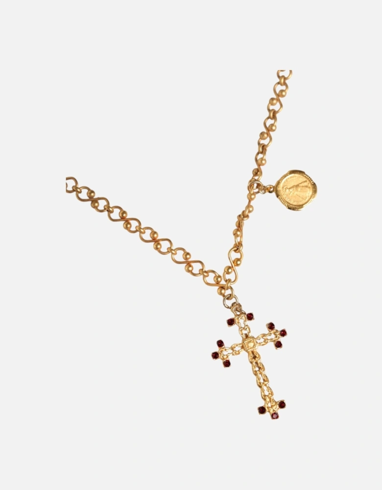 Gold Tone Brass Chain with Cross Pendant Women Necklaces