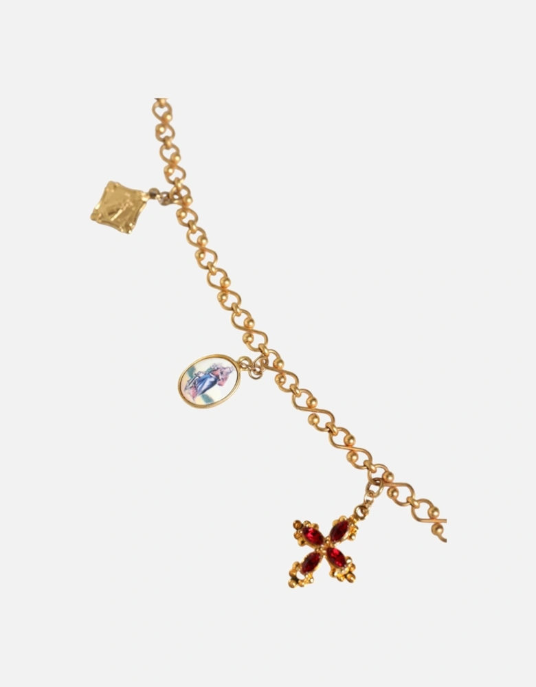 Gold Tone Brass Chain with Cross Pendant Women Necklaces