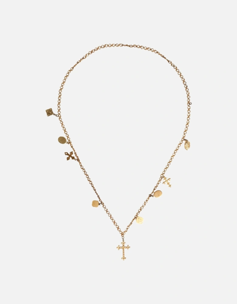 Gold Tone Brass Chain with Cross Pendant Women Necklaces