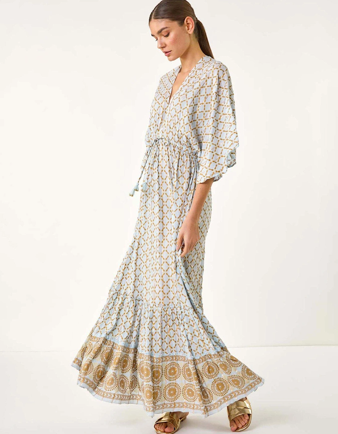 Shimmer Boho Border Maxi Dress - Blue, 2 of 1