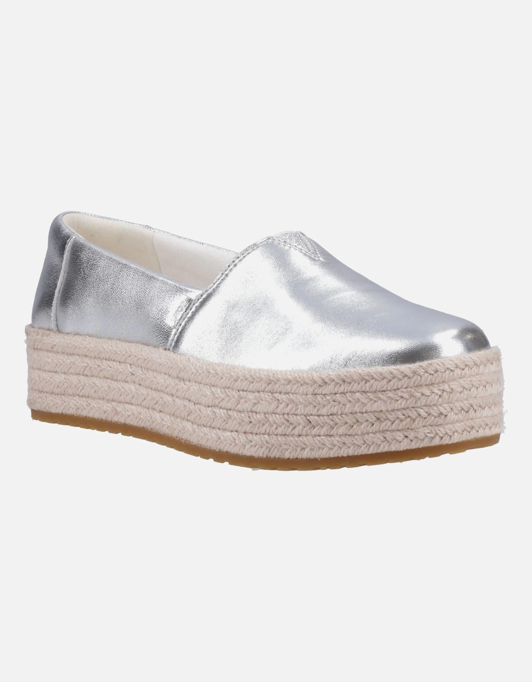 Women's TOMS Valencia Leather Women's Silver Espadrilles - Size: 7