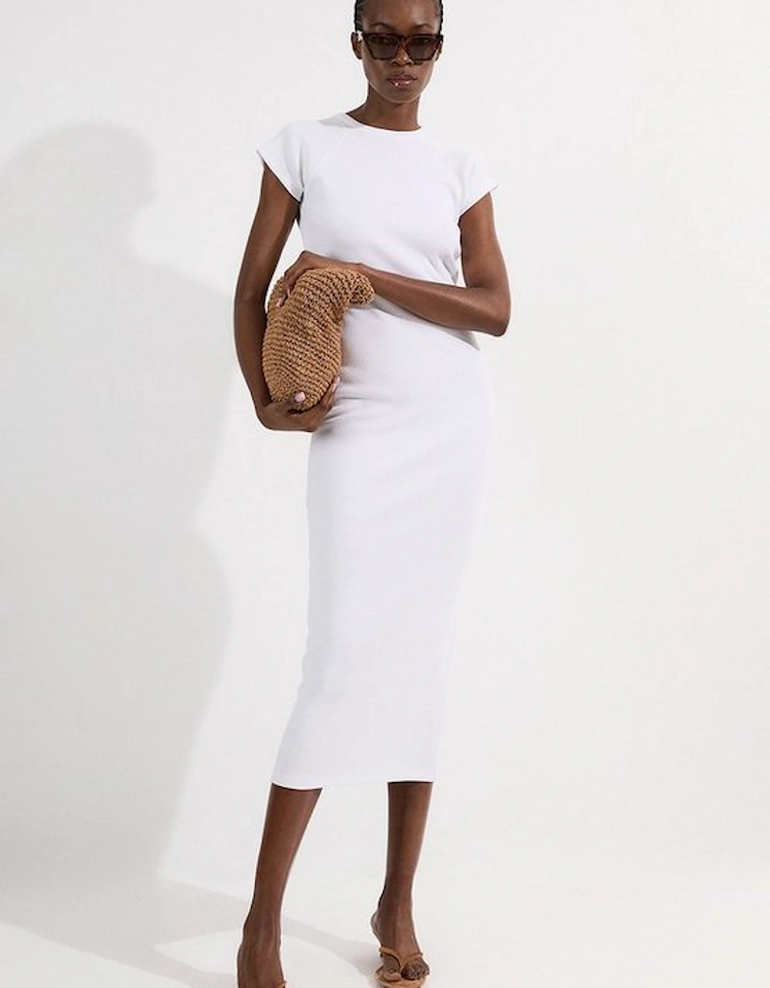 Compact Jersey Rib Cap Sleeve Maxi Dress, 5 of 4