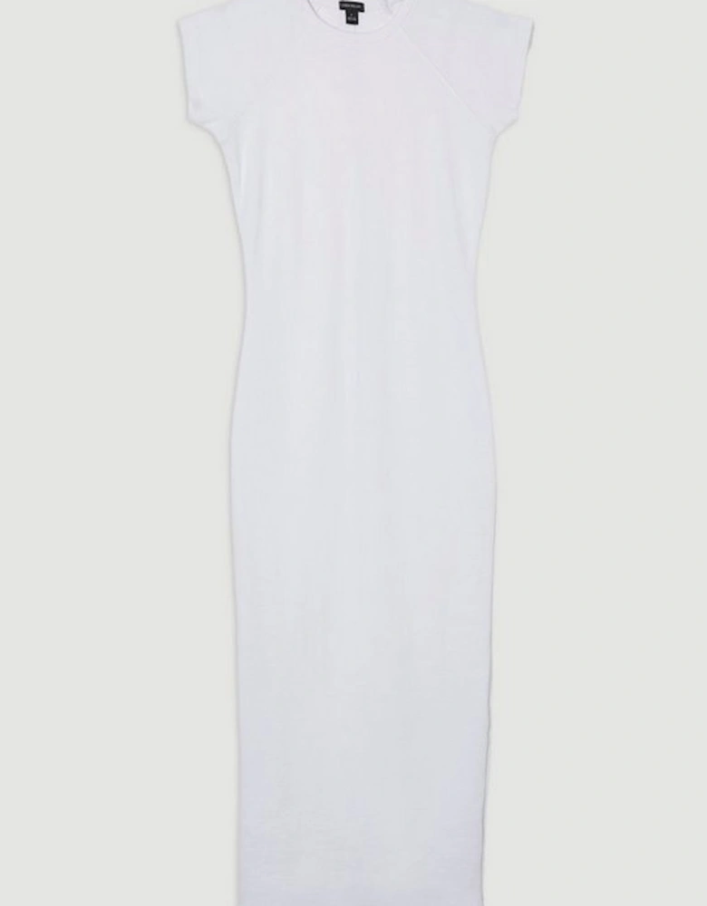 Compact Jersey Rib Cap Sleeve Maxi Dress