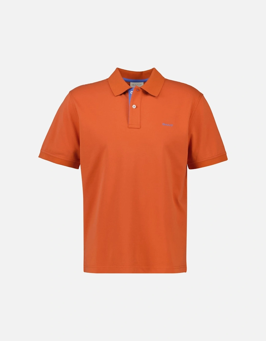 Regular Contrast Pique Polo Shirt, Deep Orange, 2 of 1