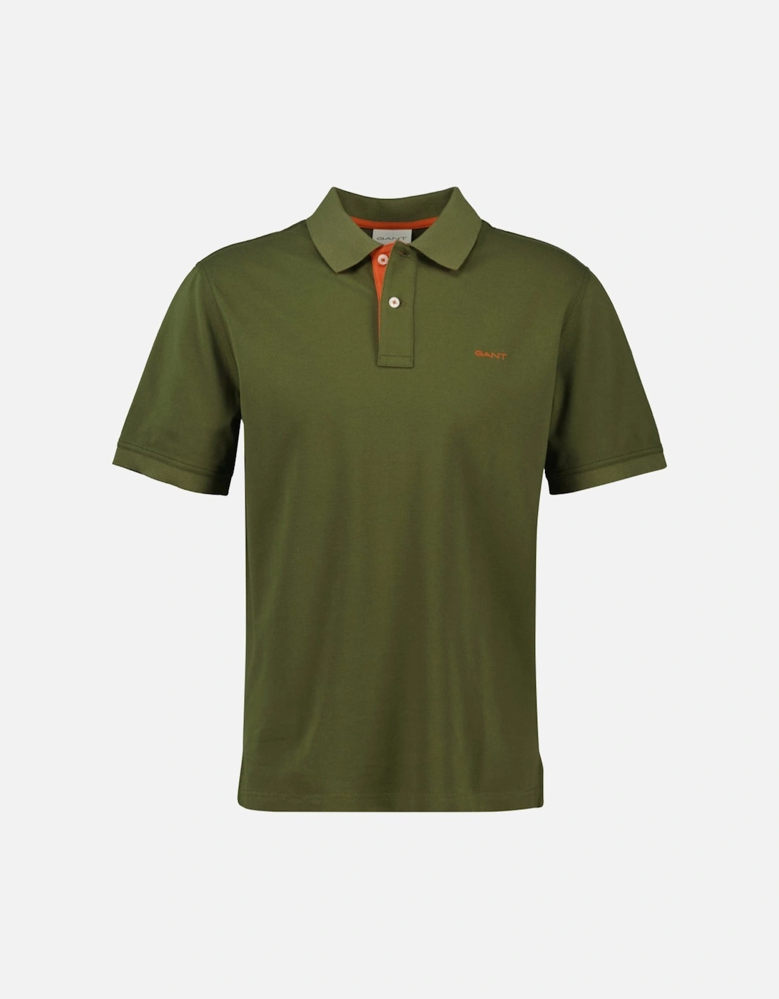 Regular Contrast Pique Polo Shirt, Moss Green, 2 of 1