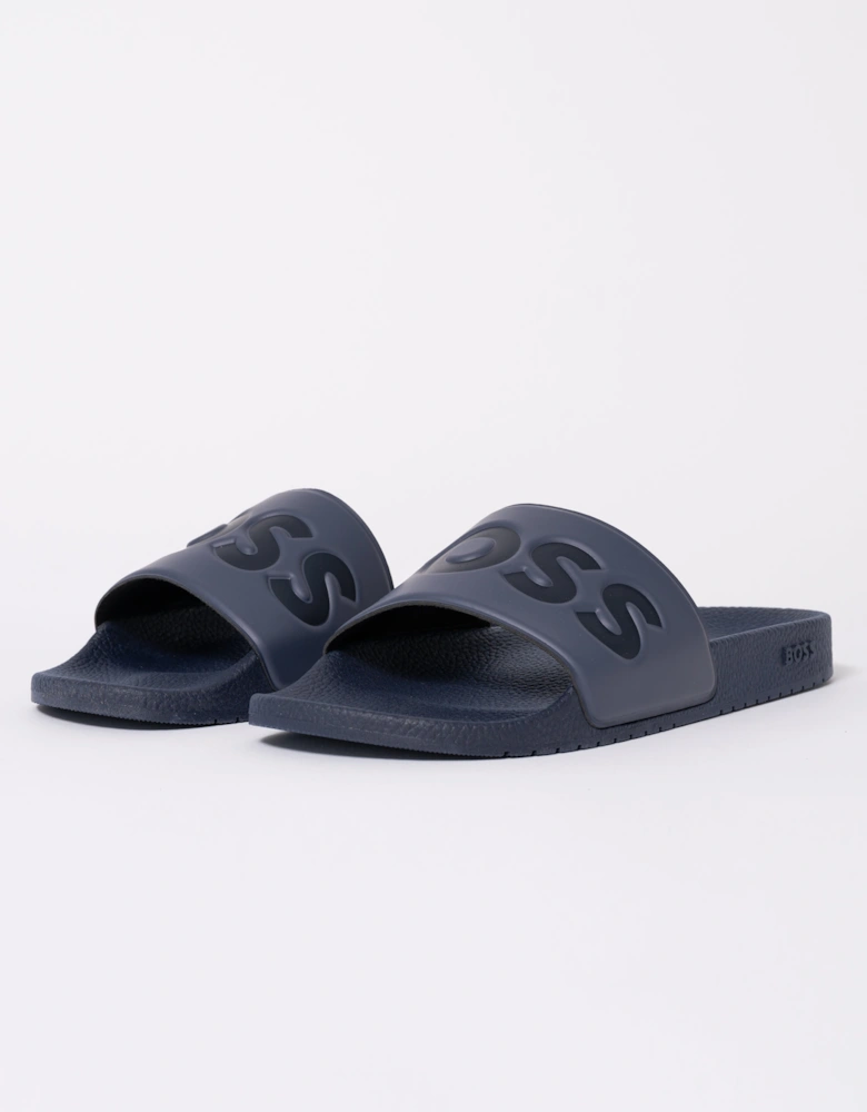 BOSS Orange Aryeh Mens Italian-Made Slides With Large Logo Detail