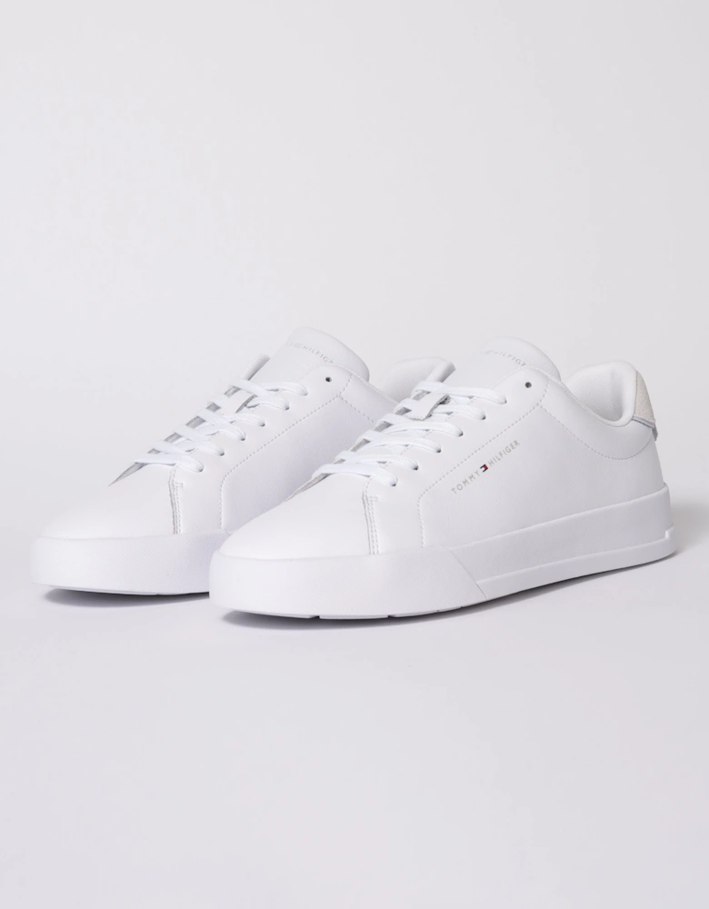 Court Leather Detail Mens Trainer - White